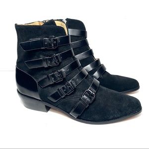 LAMB Odd II Black Buckle Ankle Booties Size 8.5